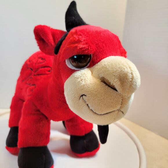 Goat Plushy Plush Red Devil Hearts 12" Stuffed Animal Valentine Russ Berrie - Picture 5 of 13